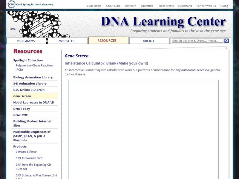 Dolan Dna Learning Center: Inheritance Calculator: Blank Make Your Own Interactive