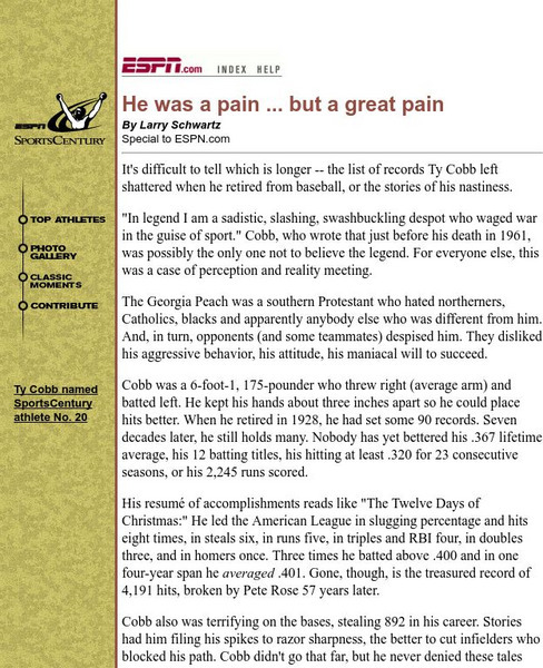 Espn: He Was a Pain, but a Great Pain Article Espn: He Was a Pain, but a Great Pain Article