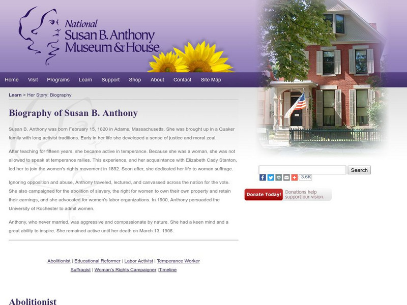 University of Michigan: Susan B. Anthony House: Susan B. Anthony Handout University of Michigan: Susan B. Anthony House: Susan B. Anthony Handout