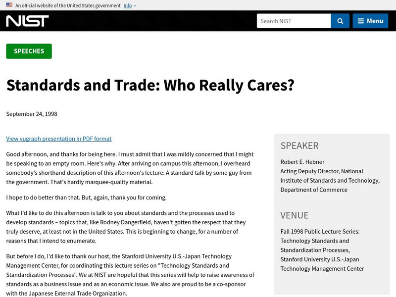 Nist: Standards and Trade: Who Really Cares? Primary Nist: Standards and Trade: Who Really Cares? Primary