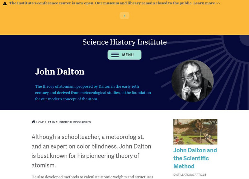 Chemical Heritage Foundation: John Dalton Handout Chemical Heritage Foundation: John Dalton Handout
