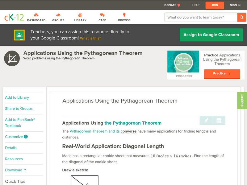 Ck 12: Algebra: Applications Using the Pythagorean Theorem Unit Plan Ck 12: Algebra: Applications Using the Pythagorean Theorem Unit Plan
