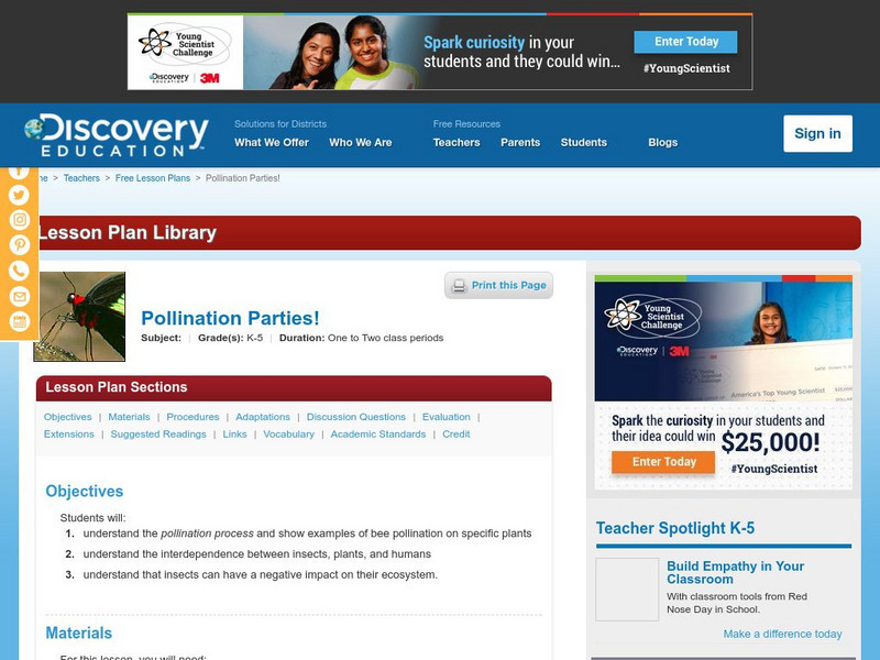Discovery Education: Pollination Parties Lesson Plan Discovery Education: Pollination Parties Lesson Plan