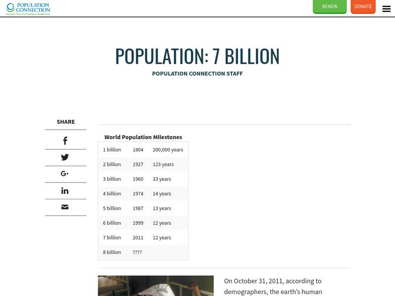Population Connection: 7 Billion Article Population Connection: 7 Billion Article