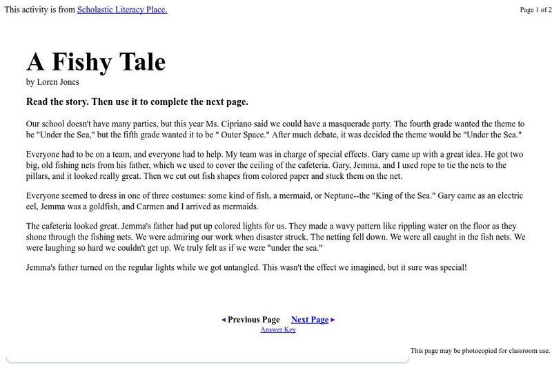 Scholastic: A Fishy Tale Activity Scholastic: A Fishy Tale Activity