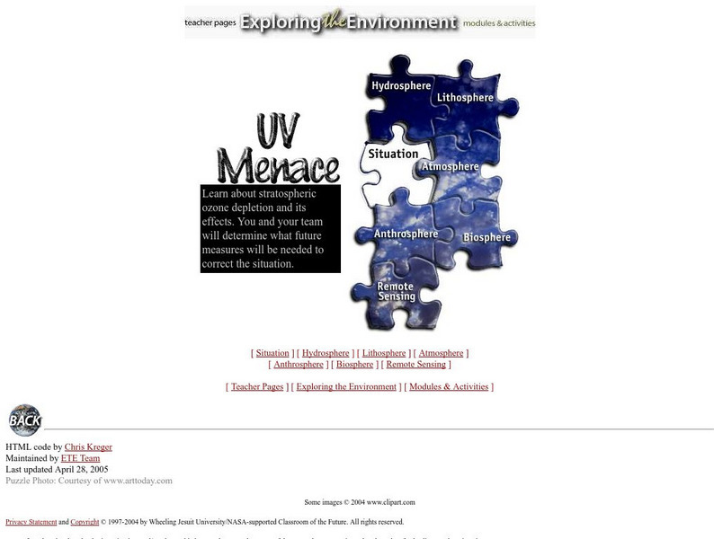 Nasa Classroom of the Future: Environment Module: Uv Menace Unit Plan Nasa Classroom of the Future: Environment Module: Uv Menace Unit Plan