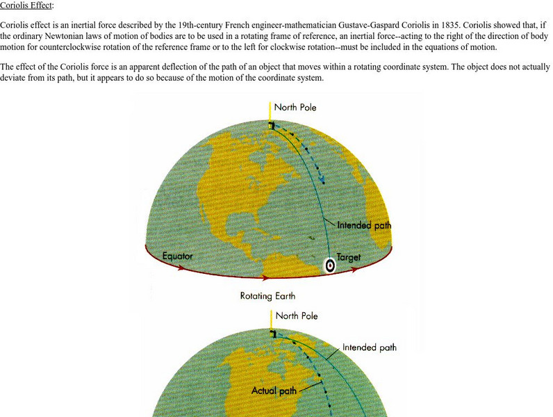 University of Oregon: Coriolis Effect Handout University of Oregon: Coriolis Effect Handout