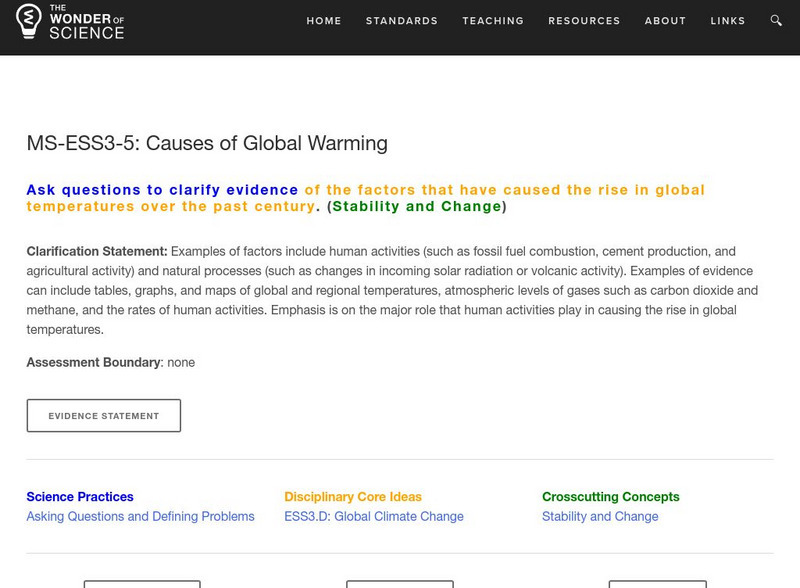 The Wonder of Science: Ms Ess3 5: Causes of Global Warming Lesson Plan The Wonder of Science: Ms Ess3 5: Causes of Global Warming Lesson Plan