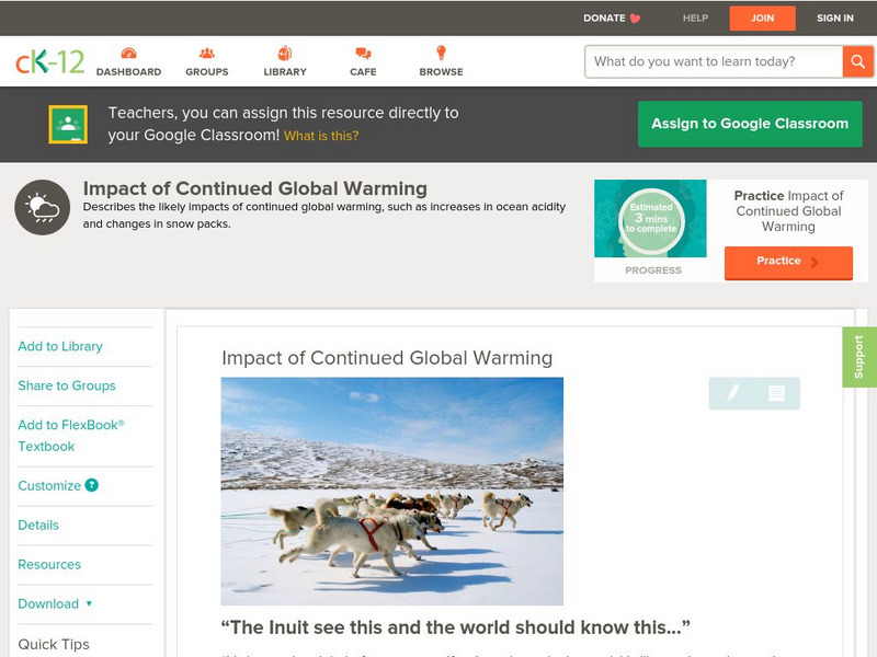 Ck 12: Earth Science: Impact of Continued Global Warming Unit Plan Ck 12: Earth Science: Impact of Continued Global Warming Unit Plan
