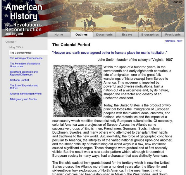American History: Outlines: The Colonial Period Website American History: Outlines: The Colonial Period Website