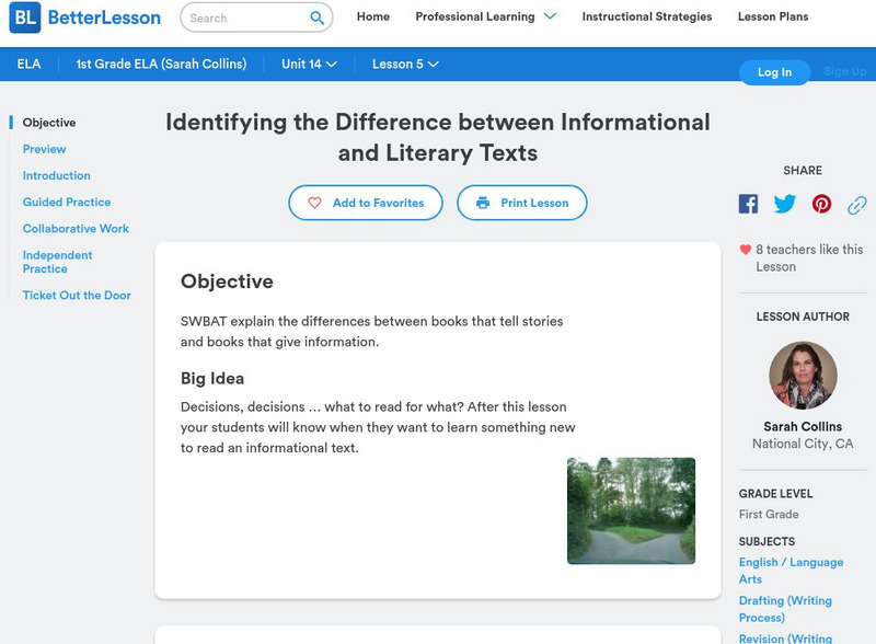 Better Lesson: Identifying the Difference Between Informational and Literary Text Lesson Plan Better Lesson: Identifying the Difference Between Informational and Literary Text Lesson Plan