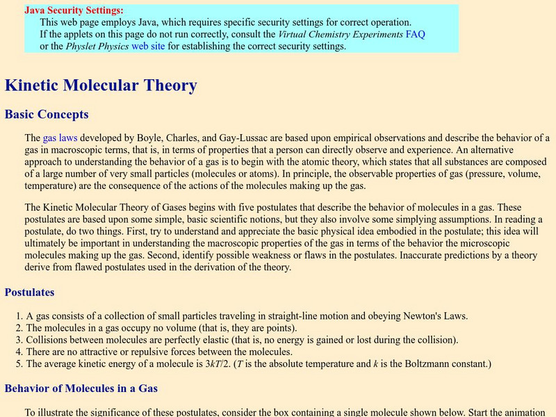 Davidson College: Kinetic Molecular Theory: Basic Concepts Interactive Davidson College: Kinetic Molecular Theory: Basic Concepts Interactive