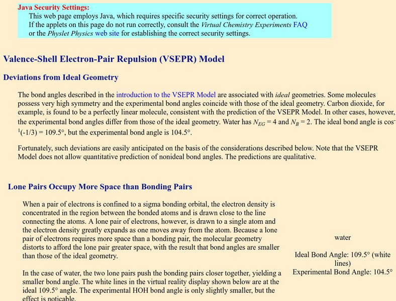 Davidson College: Valence Shell Electron Pair Repulsion (Vsepr) Model Interactive Davidson College: Valence Shell Electron Pair Repulsion (Vsepr) Model Interactive