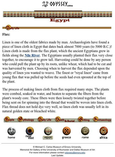 Emory University: Odyssey Online: Egypt Daily Life: Flax Handout