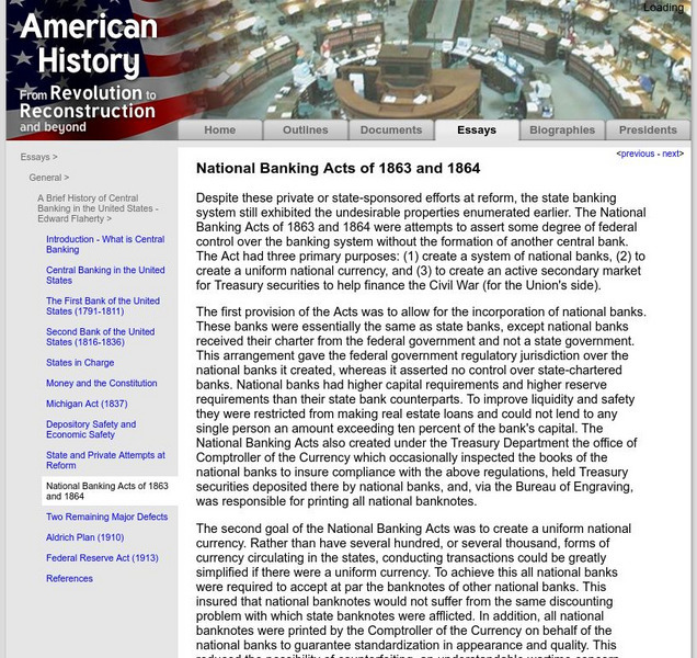 American History: Essays: National Bank Acts of 1863 and 1864 Website American History: Essays: National Bank Acts of 1863 and 1864 Website
