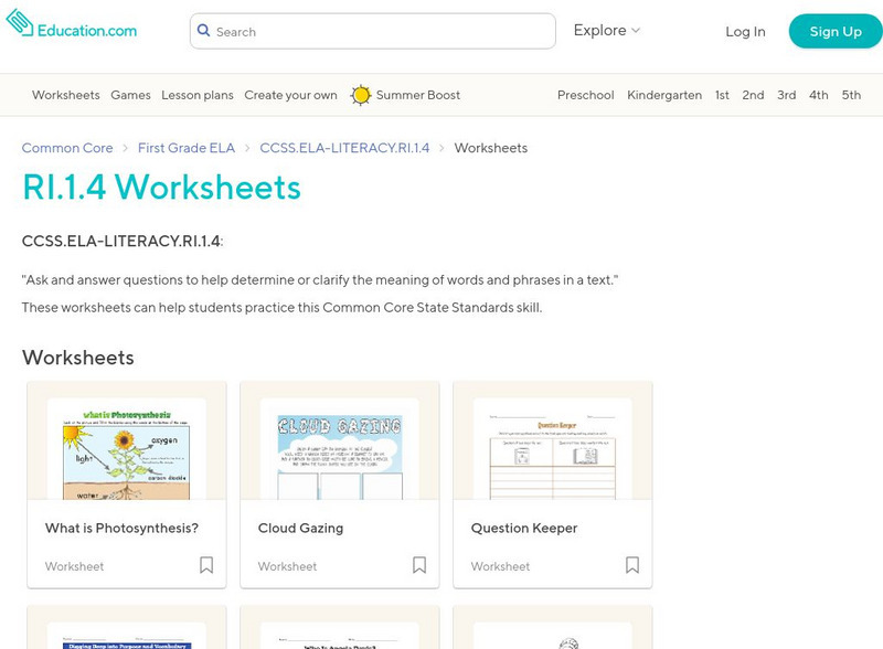 Education.com: Ri.1.4 Worksheets Activity Education.com: Ri.1.4 Worksheets Activity