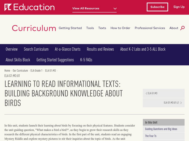 El Education: Learning to Read Informational Texts: Building Background Website El Education: Learning to Read Informational Texts: Building Background Website