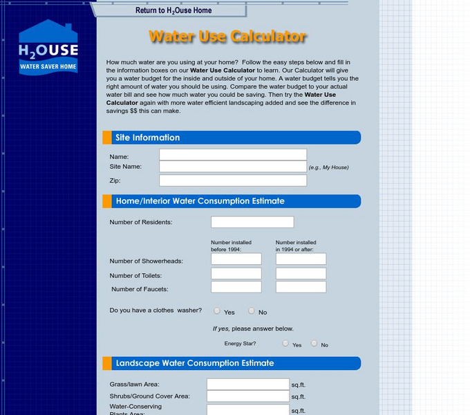 California Urban Water Conservation Council: Water Use Calculator Interactive California Urban Water Conservation Council: Water Use Calculator Interactive