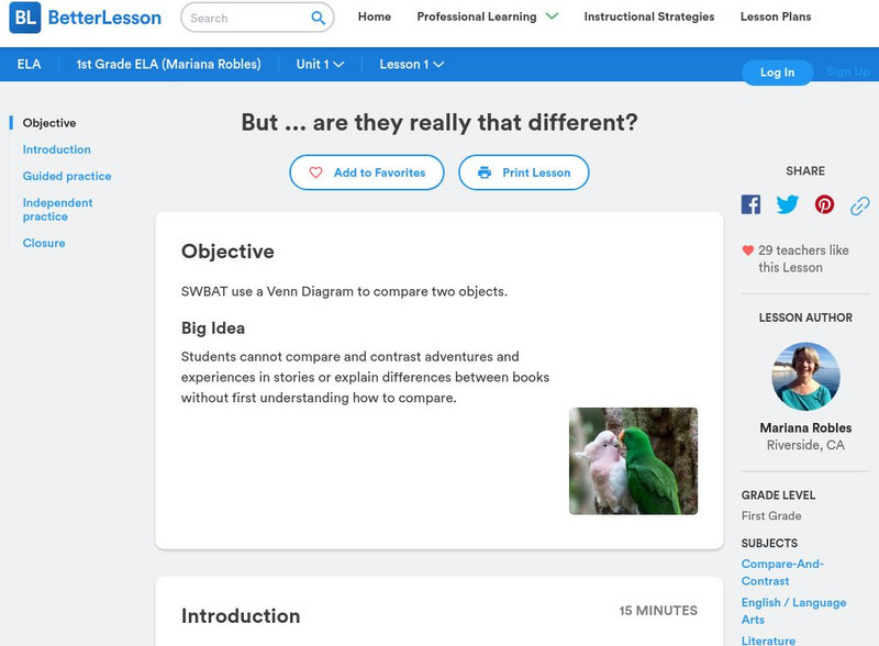 Better Lesson: But, Are They Really That Different? Lesson Plan Better Lesson: But, Are They Really That Different? Lesson Plan