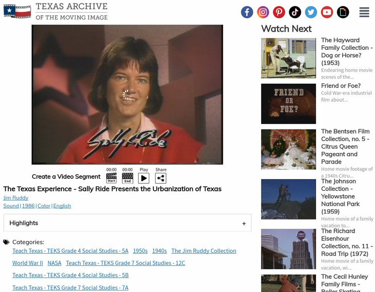 Tami: The Texas Experience Sally Ride Presents the Urbanization of Texas Instructional Video