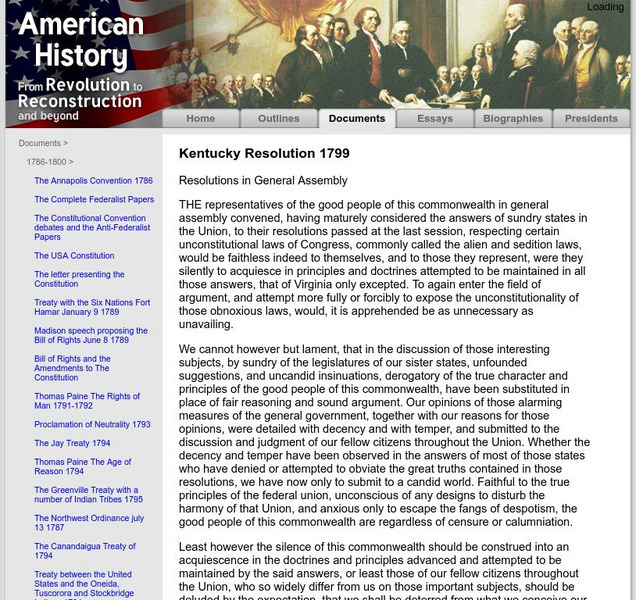 American History: Documents: The Kentucky Resolution of 1799 Website American History: Documents: The Kentucky Resolution of 1799 Website