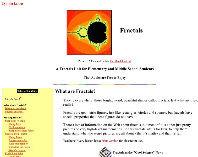 Rice University: Cynthia Lanius: Fractals Unit Website Rice University: Cynthia Lanius: Fractals Unit Website