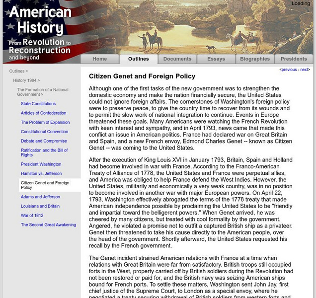 American History: Outlines: Genet and Foreign Policy Website American History: Outlines: Genet and Foreign Policy Website