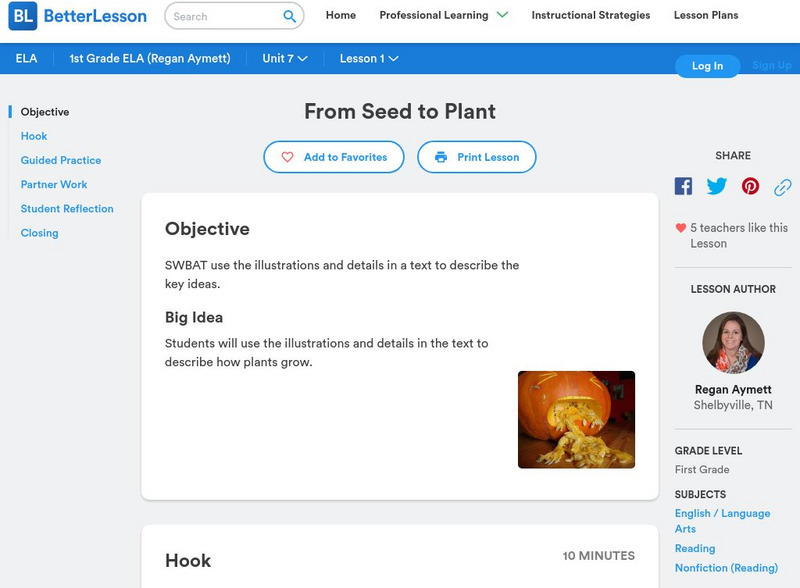 Better Lesson: From Seed to Plant Lesson Plan Better Lesson: From Seed to Plant Lesson Plan