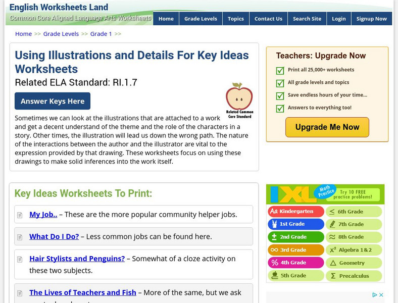 English Worksheets Land: Using Illustrations and Details for Key Ideas Worksheet Activity English Worksheets Land: Using Illustrations and Details for Key Ideas Worksheet Activity