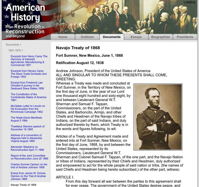 American History: Documents: Navajo Treaty of 1868 Website American History: Documents: Navajo Treaty of 1868 Website