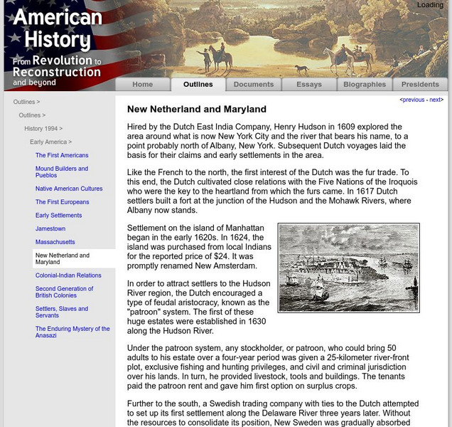 American History: Outlines: New Netherland and Maryland Website American History: Outlines: New Netherland and Maryland Website