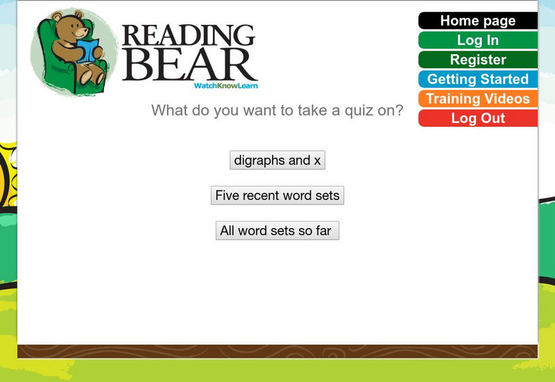 Reading Bear: Digraphs and X Quiz Unknown Type Reading Bear: Digraphs and X Quiz Unknown Type