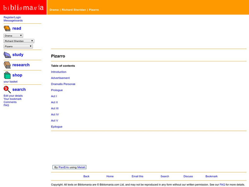 Bibliomania: Richard Sheridan Pizarro eBook