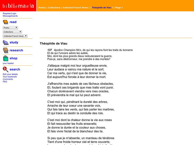 Bibliomania: Theophile De Viau Primary