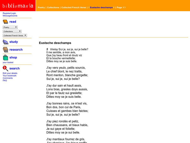 Bibliomania: Eustache Deschamps Primary