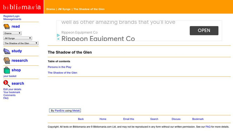 Bibliomania: The Shadow of the Glen eBook