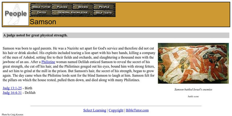 Bible Tutor: Samson Handout Bible Tutor: Samson Handout
