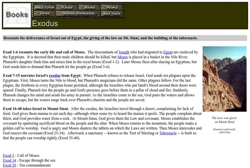 Bible Tutor: Exodus Handout Bible Tutor: Exodus Handout