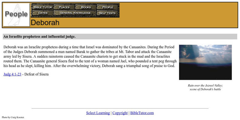 Bible Tutor: Deborah Handout Bible Tutor: Deborah Handout