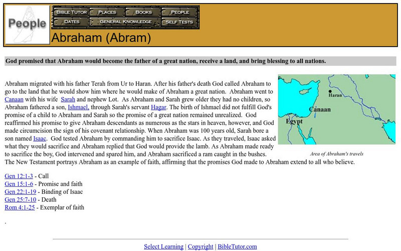 Bible Tutor: Abraham Handout Bible Tutor: Abraham Handout