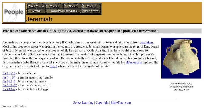 Bible Tutor: Jeremiah Handout Bible Tutor: Jeremiah Handout
