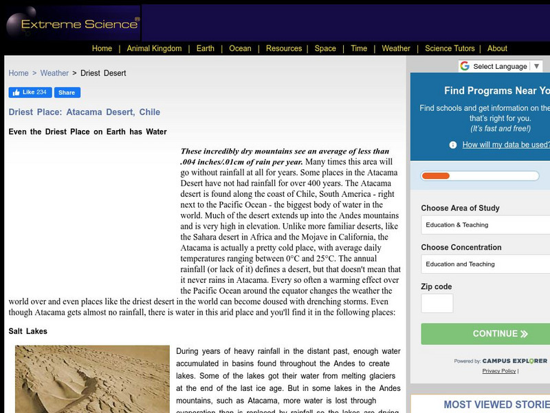 Extreme Science: Atacama Desert Website