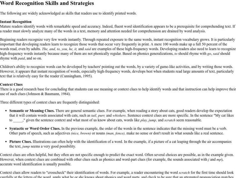 Houghton Mifflin: Eduplace: Word Recognition Skills and Strategies Professional Doc Houghton Mifflin: Eduplace: Word Recognition Skills and Strategies Professional Doc