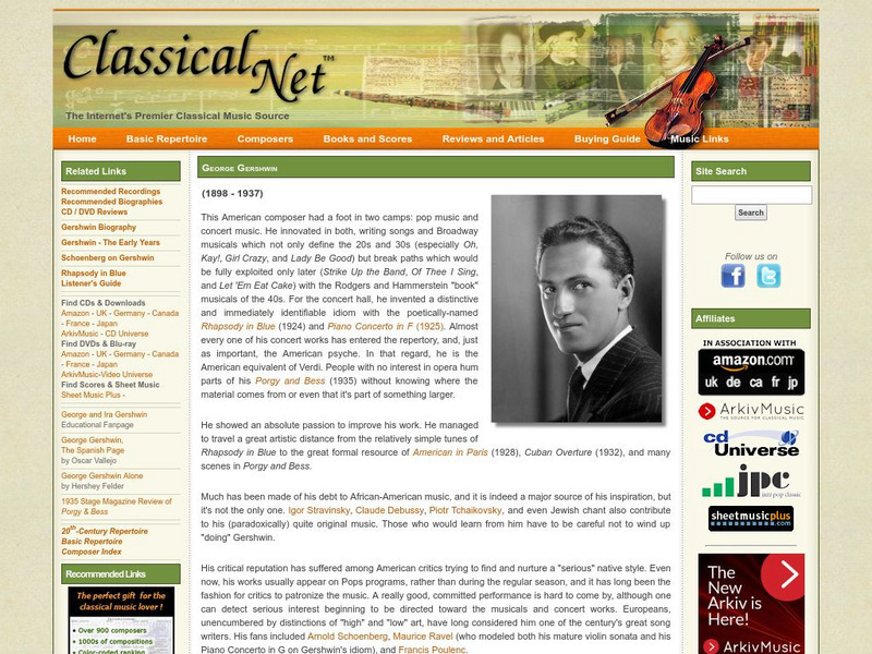 Classical Net: George Gershwin Handout Classical Net: George Gershwin Handout