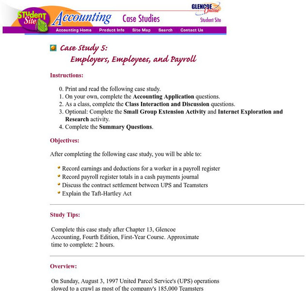 Glencoe Online: Payroll Case Activity