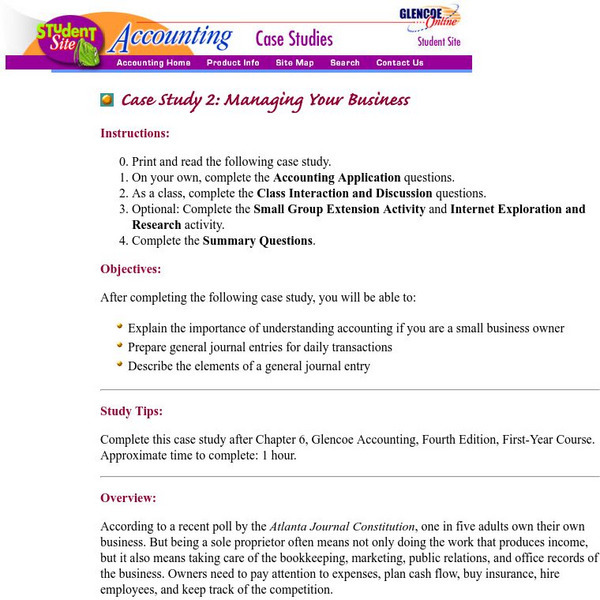 Glencoe Online: General Journal Case Study Activity