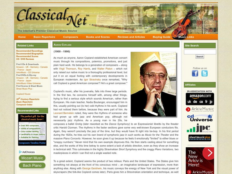 Classical Net: Aaron Copland, 1900 1990 Handout Classical Net: Aaron Copland, 1900 1990 Handout