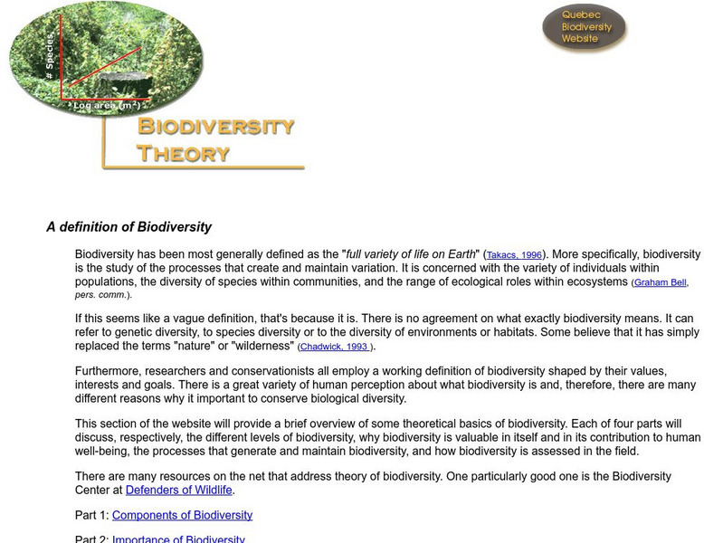 Redpath Museum: Quebec Biodiversity Website: Biodiversity Theory Website Redpath Museum: Quebec Biodiversity Website: Biodiversity Theory Website
