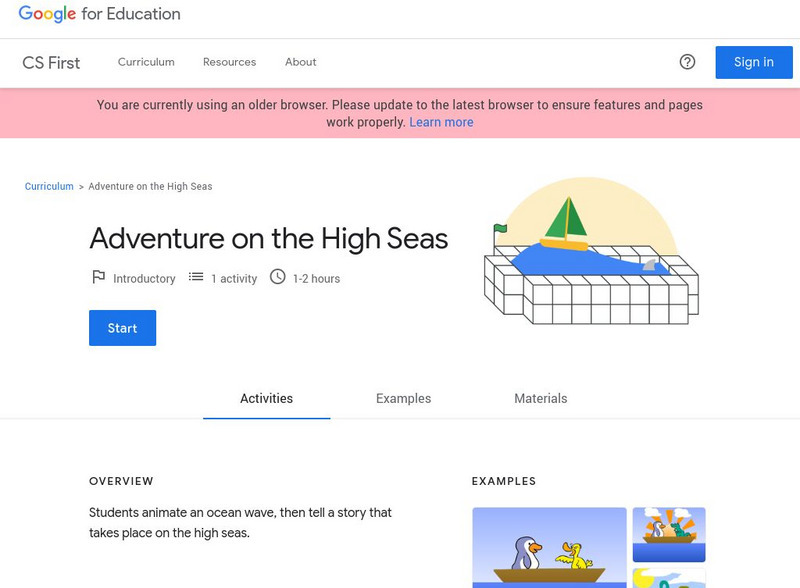 Cs Education at Google: Cs First: Adventure on the High Seas Unit Plan Cs Education at Google: Cs First: Adventure on the High Seas Unit Plan