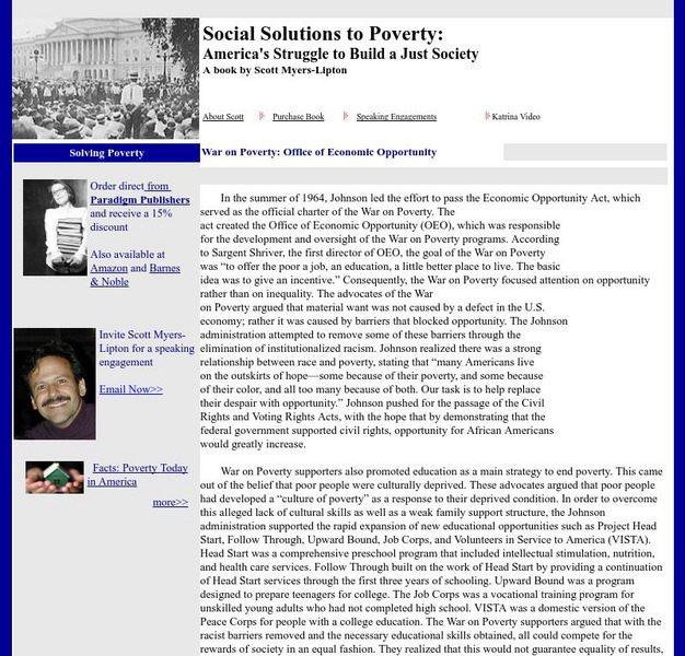 Social Solutions to Poverty: War on Poverty: Office of Economic Opportunity Website Social Solutions to Poverty: War on Poverty: Office of Economic Opportunity Website